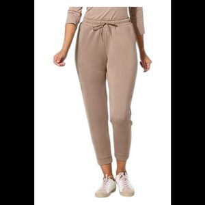 Joy Collection Women's LuxePerformance Scuba Stretch Chic Jogger Taupe - Regular